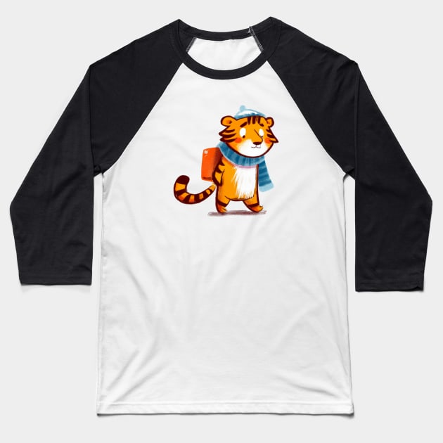 Cute Tiger Drawing Baseball T-Shirt by Play Zoo